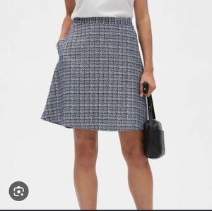 Banana Republic Size 8 Boucle A-Line Skirt Navy Blue Tweed ~NWT